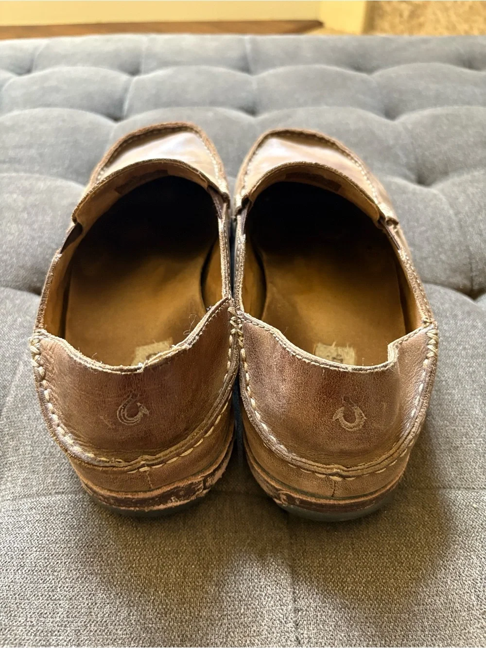 Olukai Moloa Men's Casual Slip-On Leather Loafers in Brown